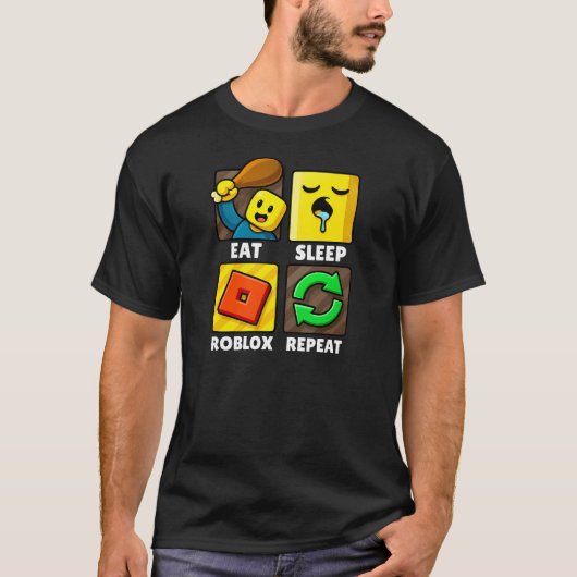 Roblox好きなゲーマー必見のデザイン Eat Sleep Repeat Tシャツ (正面)