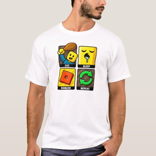 Roblox好きな人のためのEat+Sleep+Repeat面白いゲーマーグッズ Tシャツ (正面)