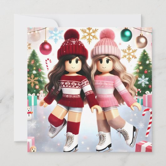 Robloxo's Girls 10代の Ice Skateクリスマスカード シーズンカード (正面)