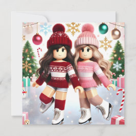 Robloxo's Girls 10代の Ice Skateクリスマスカード シーズンカード