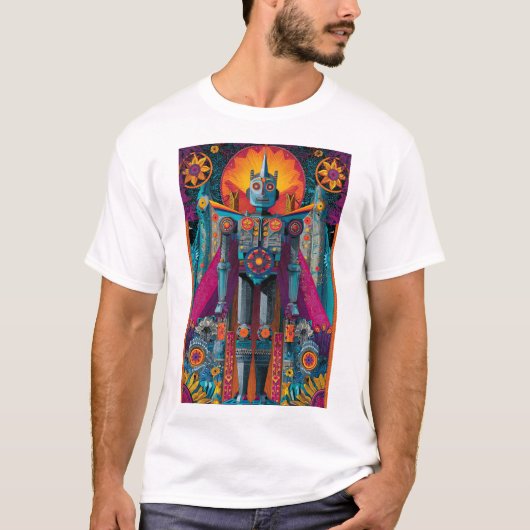 Robo Deity Mandala — Ornate Symmetry Sci-Fi Poster Tシャツ (正面)