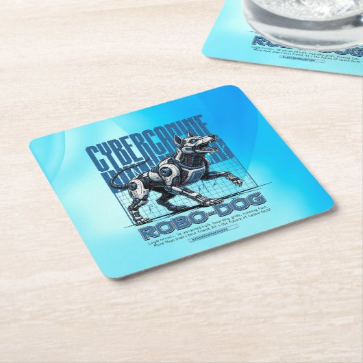 Robo Dog – Futuristic Cyber Canine スクエアペーパーコースター (アングル)