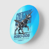 Robo Dog – Futuristic Cyber Canine ラウンド壁時計 (傾斜)