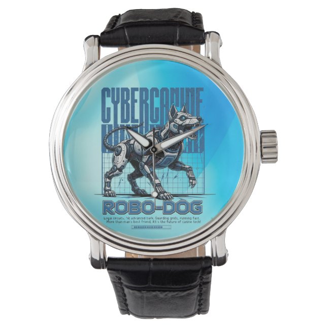 Robo Dog – Futuristic Cyber Canine 腕時計 (正面)
