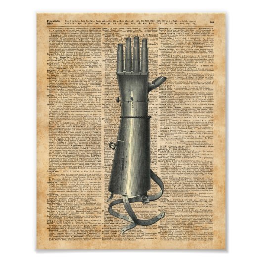 Robo Hand，人工腕の辞書アート フォトプリント (正面)