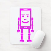 Robo Phone – マゼンタオンホワイト マウスパッド (マウス)