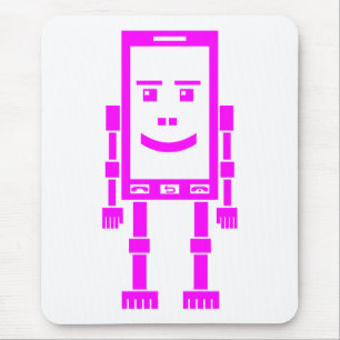 Robo Phone – マゼンタオンホワイト マウスパッド