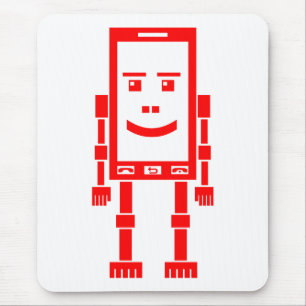 Robo Phone – 赤オンホワイト マウスパッド
