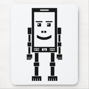Robo Phone – 黒オンホワイト マウスパッド