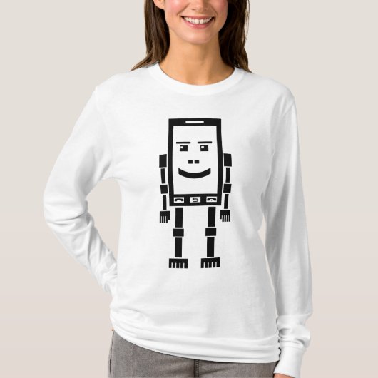 Robo Phone – 黒 Tシャツ (正面)