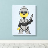 Robocopの格好をしたティラノサウルスレックス。 キャンバスプリント (インサイチュ (ウッドフロア))