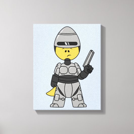 Robocopの格好をしたティラノサウルスレックス。 キャンバスプリント (正面)