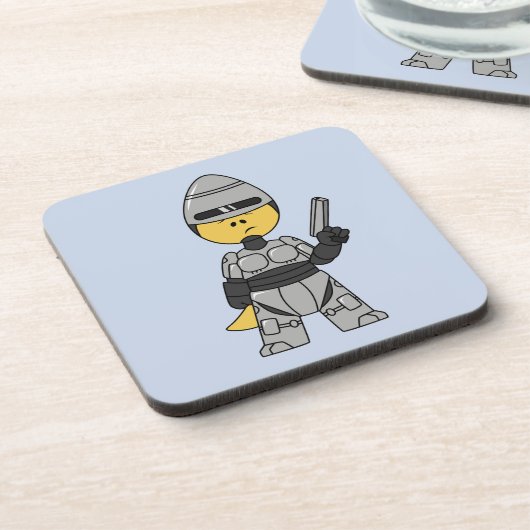 Robocopの格好をしたティラノサウルスレックス。 コースター (左側)