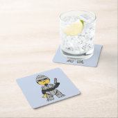 Robocopの格好をしたティラノサウルスレックス。 スクエアペーパーコースター (インサイチュ)