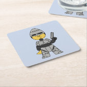 Robocopの格好をしたティラノサウルスレックス。 スクエアペーパーコースター (アングル)