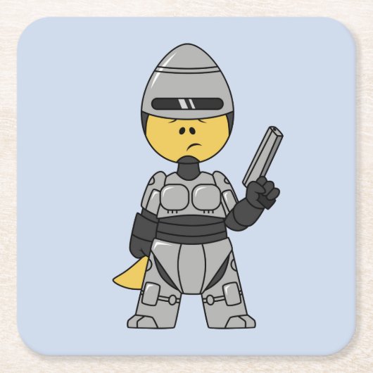 Robocopの格好をしたティラノサウルスレックス。 スクエアペーパーコースター (正面)