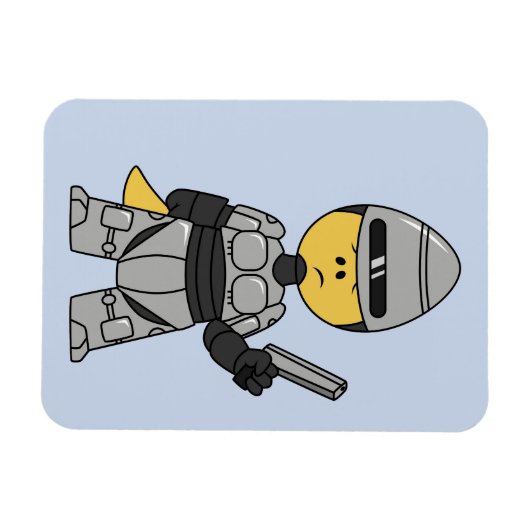 Robocopの格好をしたティラノサウルスレックス。 マグネット (横)