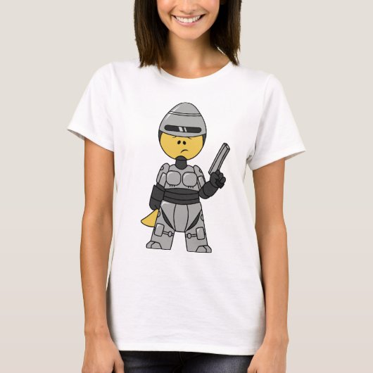 Robocopの格好をしたティラノサウルスレックス。 Tシャツ (正面)