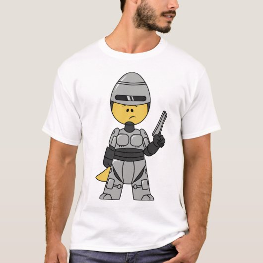 Robocopの格好をしたティラノサウルスレックス。 Tシャツ (正面)