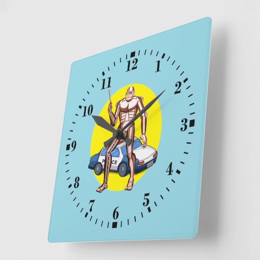 Robocop スクエア壁時計 (傾斜)