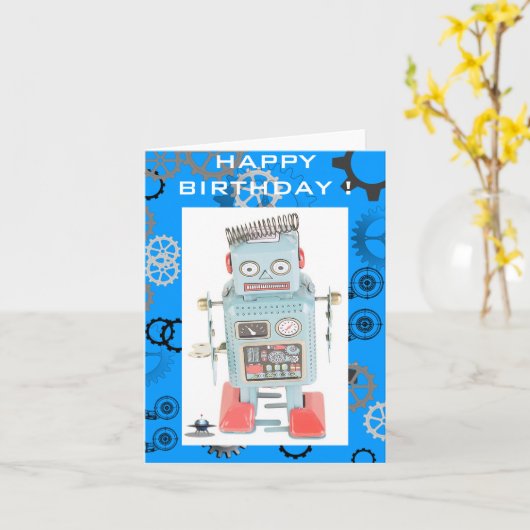 RoBoT誕生日カード カード (黄色い花)