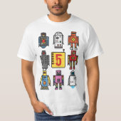 Robot 5th Birthday - Retro Robotics with number fi Tシャツ (正面)