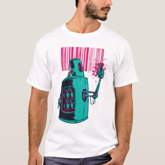 Robot Barcode Graffitti Tシャツ (正面)
