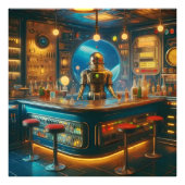 Robot Bartender in Interstellar Space Age Dive Bar フォトプリント (正面)