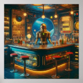 Robot Bartender in Interstellar Space Age Dive Bar ポスター (正面)