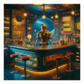 Robot Bartender in Interstellar Space Age Dive Bar ポスター (正面)