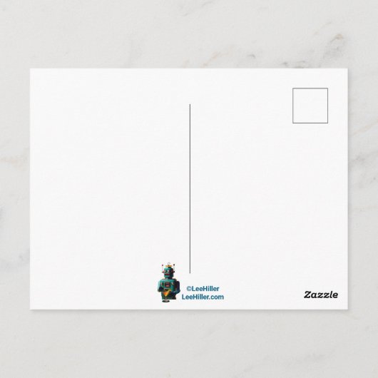 Robot Bartender in Interstellar Space Age Dive Bar ポストカード (裏面)