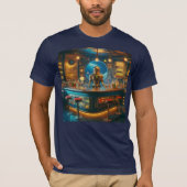 Robot Bartender in Interstellar Space Age Dive Bar Tシャツ (正面)