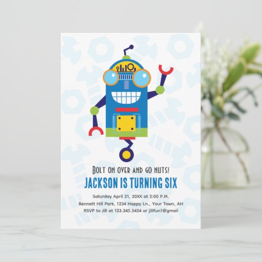 Robot Birthday Invitation robots 招待状 (スタンド正面)