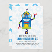Robot Birthday Invitation robots 招待状 (正面/裏面)