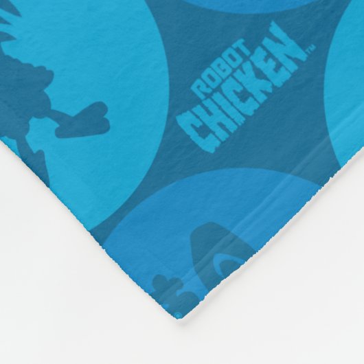 Robot Chicken Circle Pattern フリースブランケット (角)