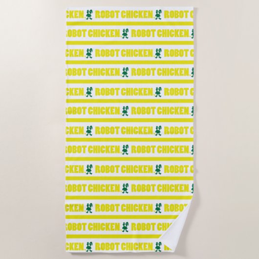 Robot Chicken Stripe Pattern ビーチタオル (正面)