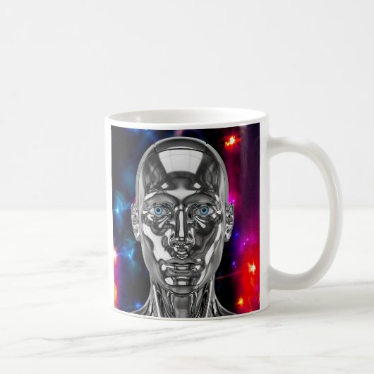 robot chrome galaxie futuriste コーヒーマグカップ (右)