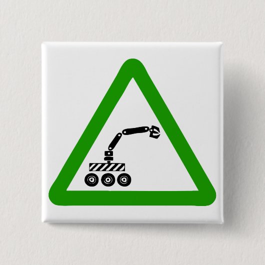 Robot Crossing Warning Sign 缶バッジ (正面)