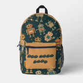 Robot Design Backpack  Personalised with Your Text プリントバックパック (正面)