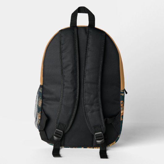 Robot Design Backpack  Personalised with Your Text プリントバックパック (裏面)