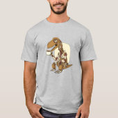 Robot Dinosaur Drinking Coffee  Tシャツ (正面)