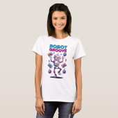 Robot Groove – レトロ80年代ダンスビブラTシャツ Tシャツ (正面フル)