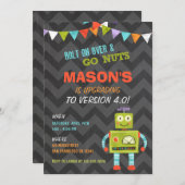 Robot Let's Go Nuts Birthday Party Invitation 招待状 (正面/裏面)