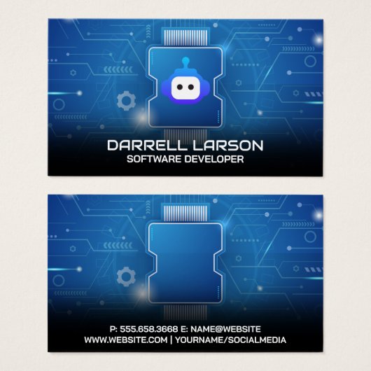 Robot Logo | Blue Circuit Board  (正面&裏面)