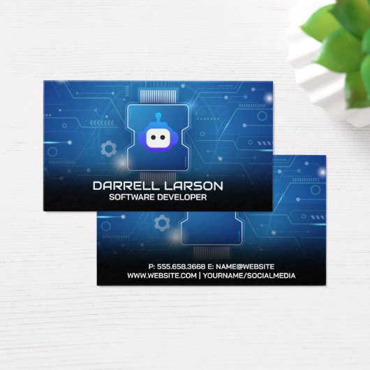 Robot Logo | Blue Circuit Board  (デスク)