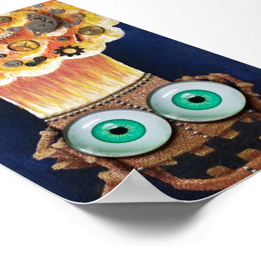 Robot mind blown Clockwork Steampunk print poster ポスター (角)