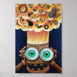 Robot mind blown Clockwork Steampunk print poster ポスター
