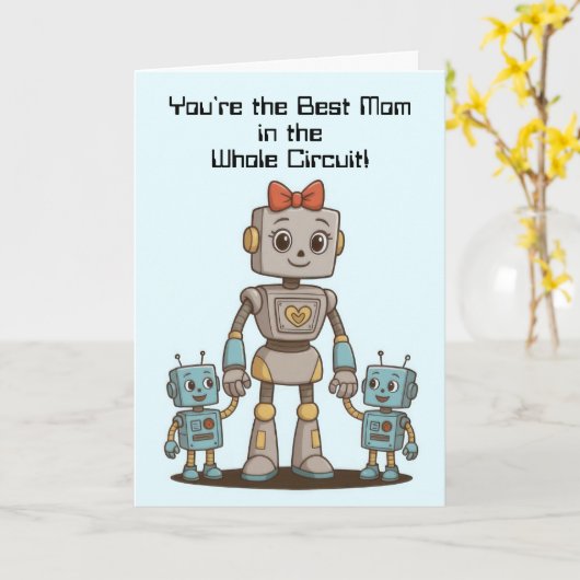 Robot Mother's Day カード (黄色い花)