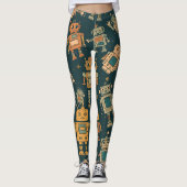 Robot Pattern Leggings – Gift for Young Tech Fans レギンス (正面)