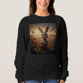 Robot Rabbit in Steampunk Flower Field スウェットシャツ